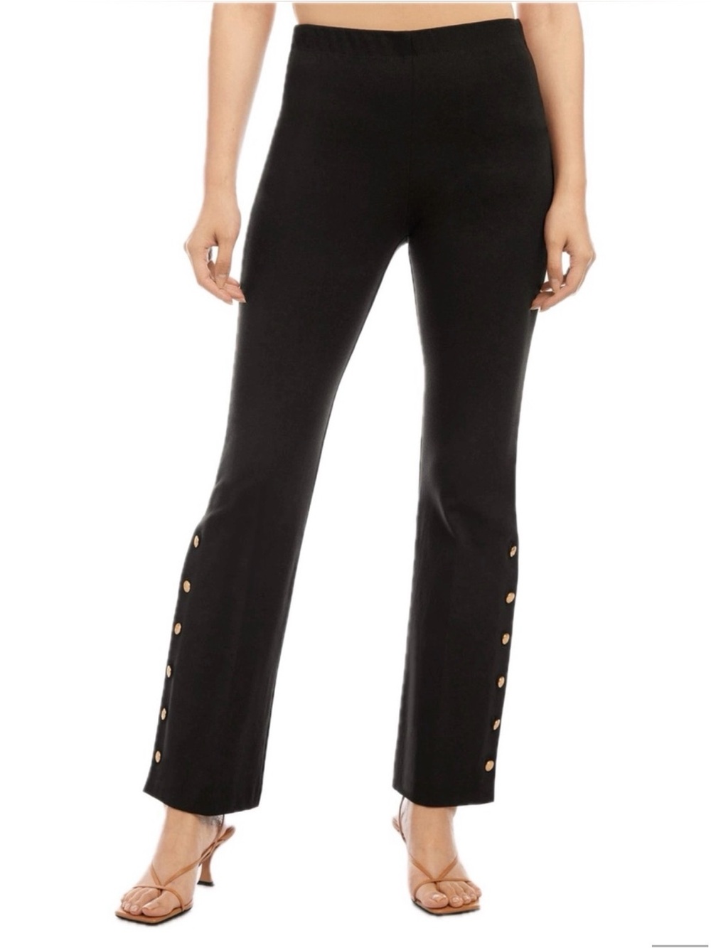 Fifteen Twenty Black Straight-Leg Pants with Hem Buttons